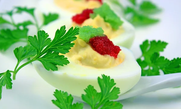 Eggs with caviar — Stock Photo, Image