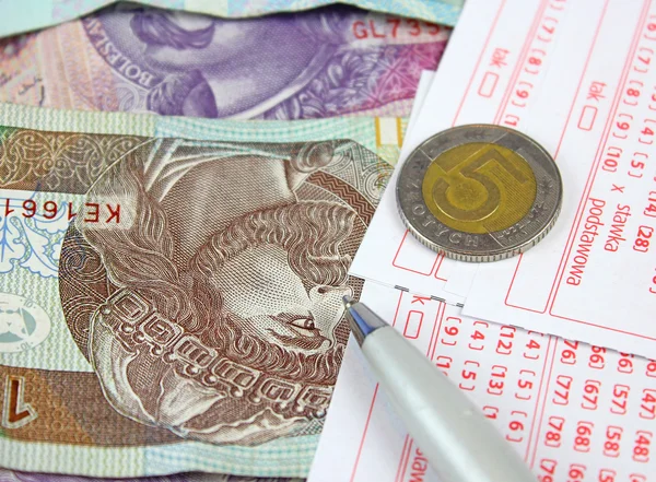 Lotto ticket in Polish currency — Stock Photo, Image