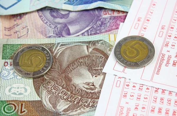 Lotto biljett i polsk valuta — Stockfoto