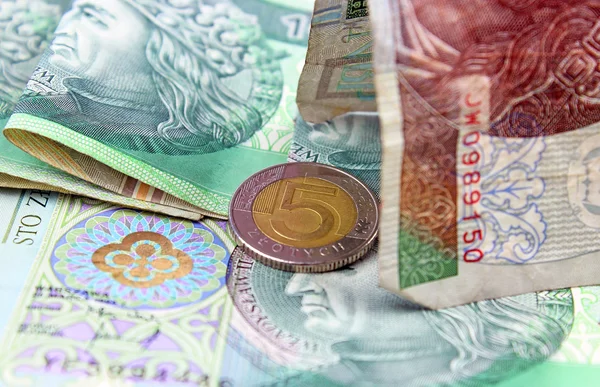 Polnischer Zloty (pln) - Banknoten und Münzen — Stockfoto