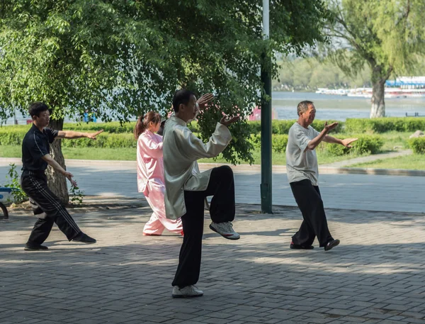Ранкової гімнастики - Тайцзи-цюань Ліцензійні Стокові Фото