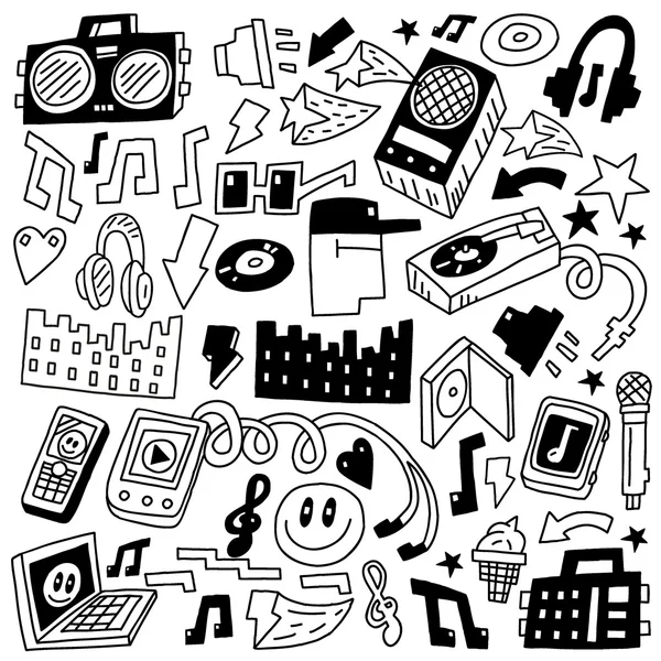 Muziek partij - doodles set — Stockvector