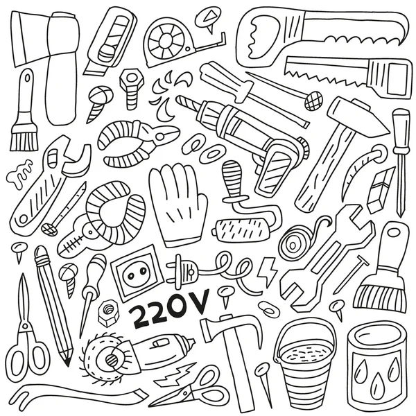 Work tools - doodles — Stock Vector