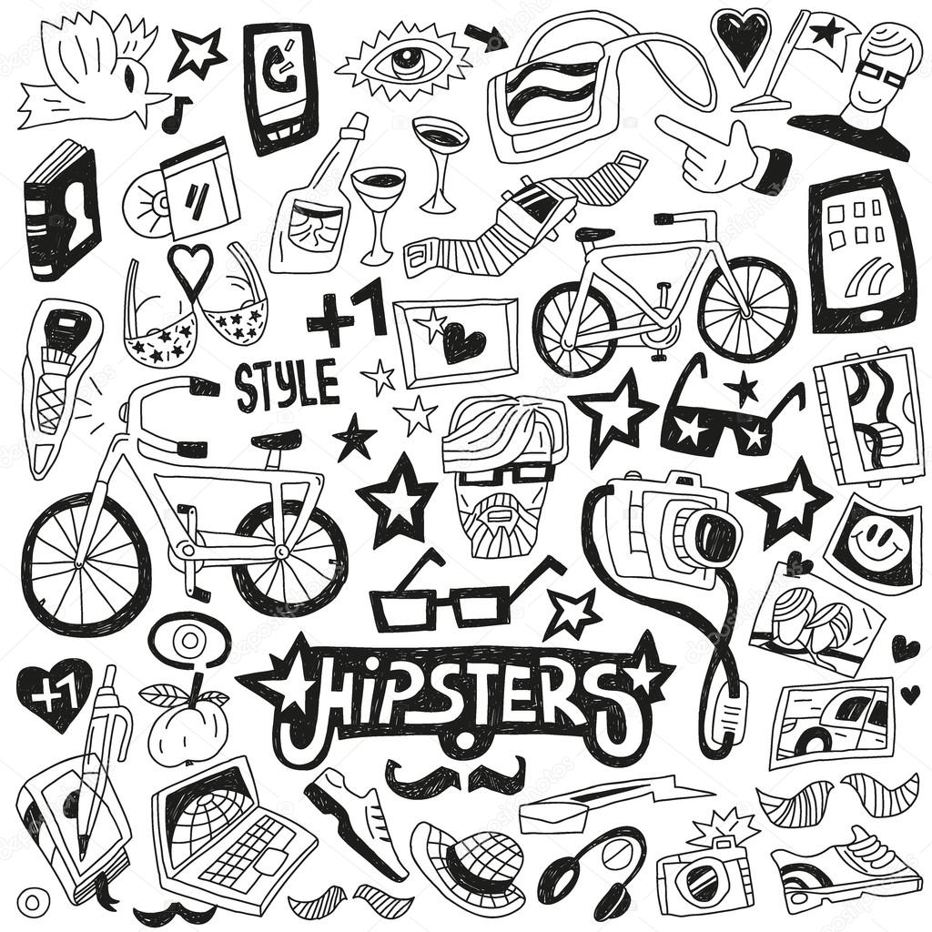 Hipsters - doodles set Stock Illustration by ©topform #28933717