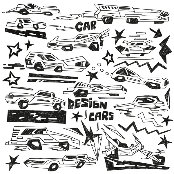 Super cars - doodles vector — Stock Vector