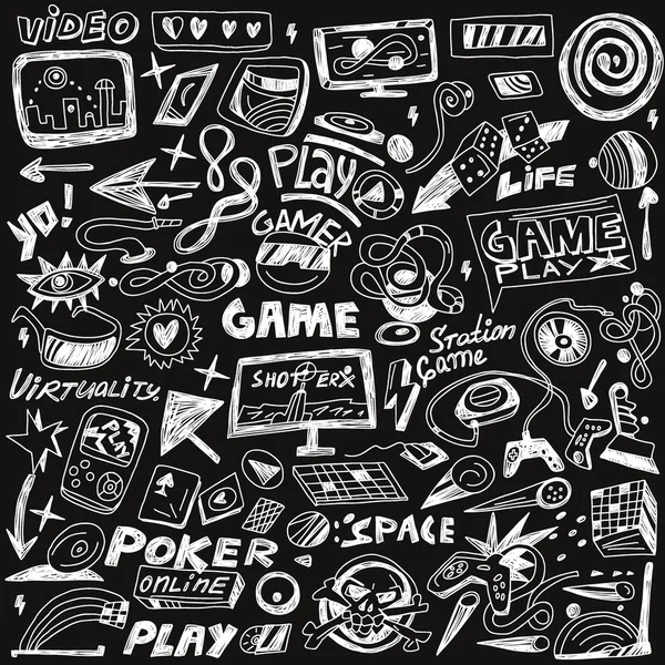 Giochi per computer - doodles set vector — Vettoriale Stock