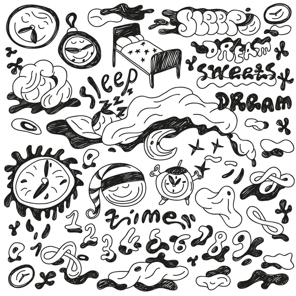 Night's sleep - doodles set — Stock Vector