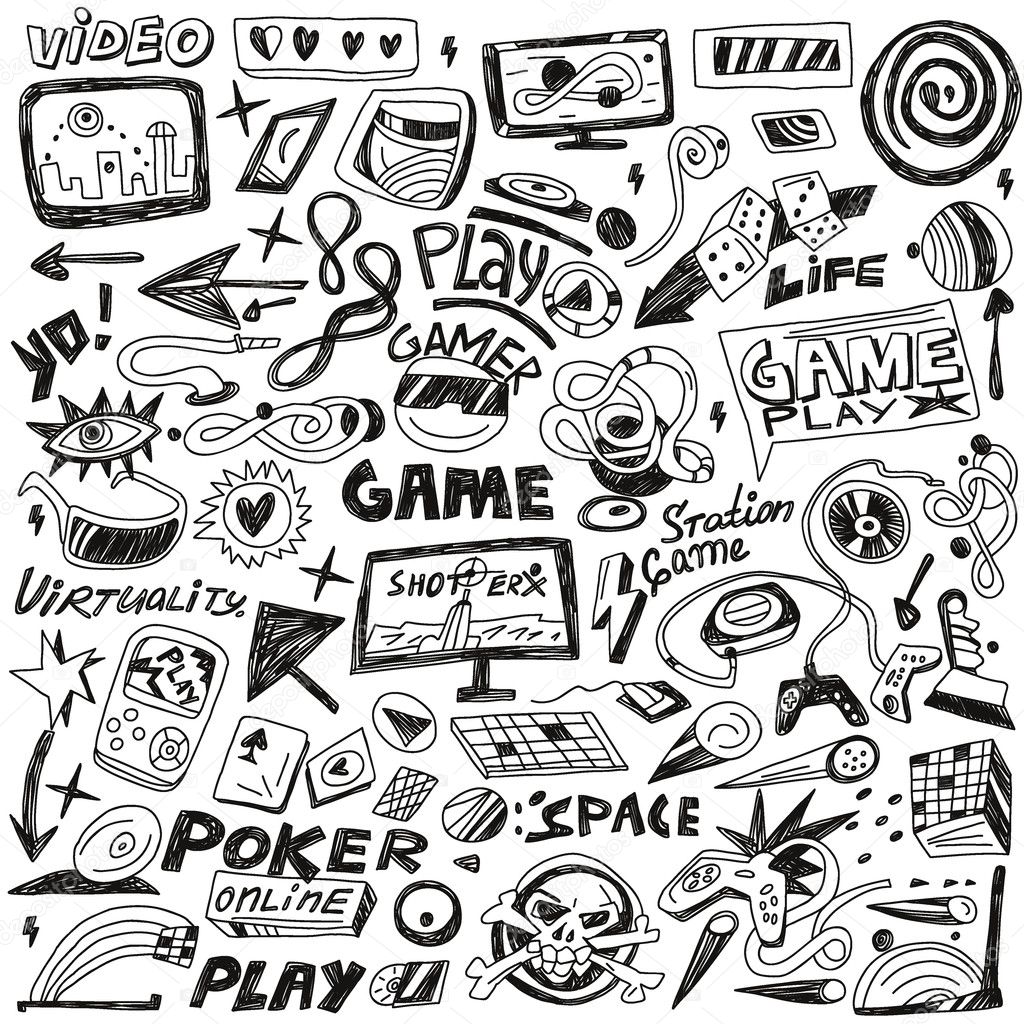 Jogos de computador doodles imagem vetorial de topform© 85771002