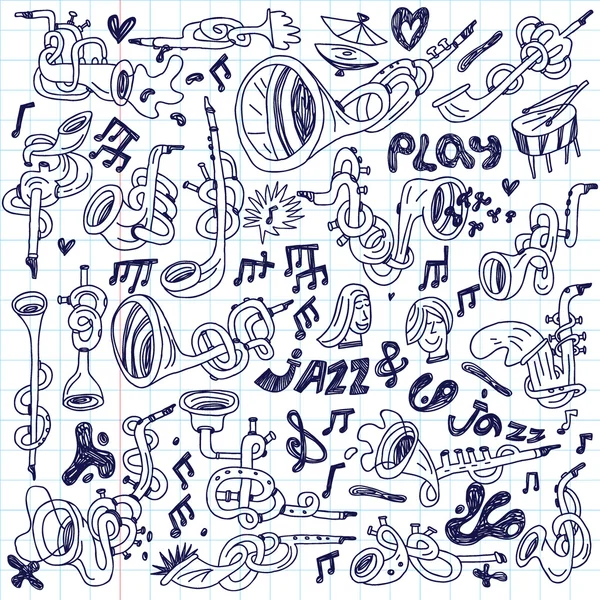 Jazz - doodles set — Stockvector