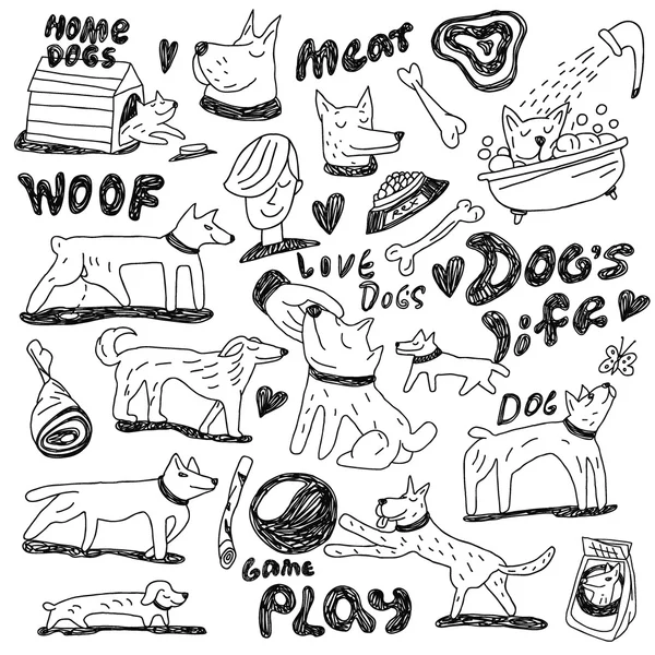 Dogs - doodles — Stock Vector