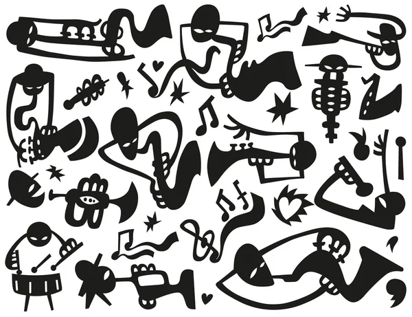 Jazz musicians play on tubes — Stock Vector