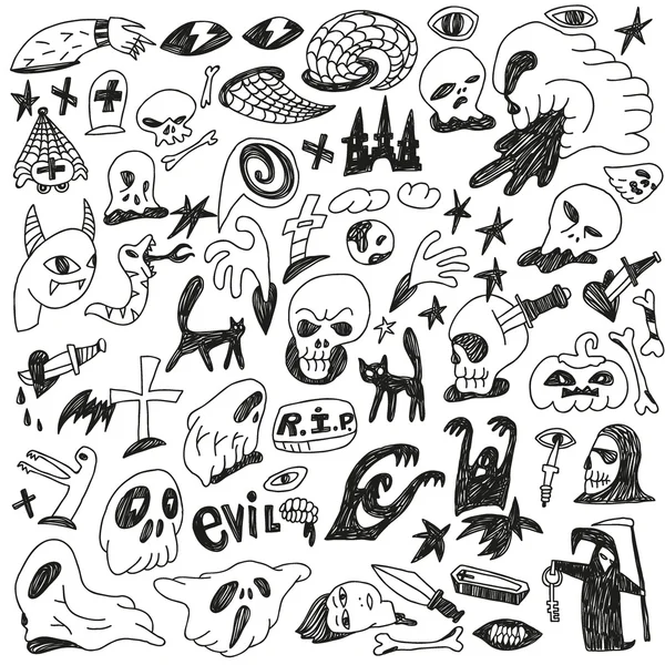 Monstros - conjunto de doodles — Vetor de Stock