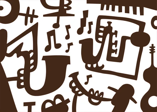 Jazz muzikanten-doodles — Stockvector