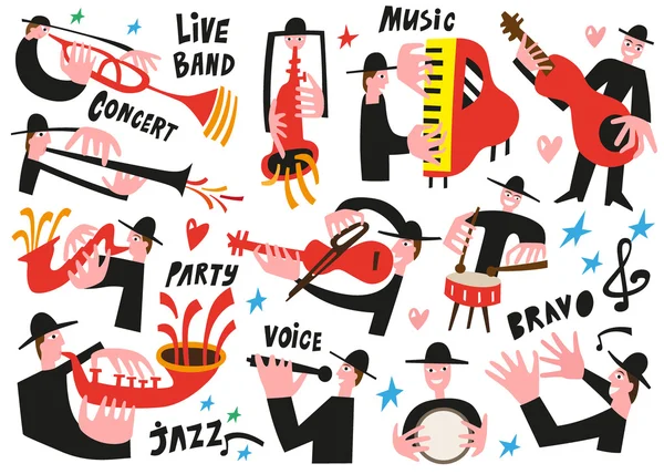 Músicos de jazz - ilustração vetorial — Vetor de Stock