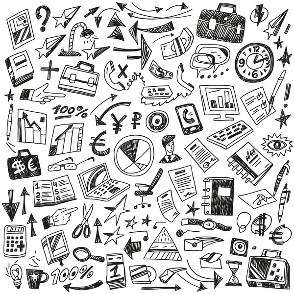 Business - stora doodles set — Stock vektor