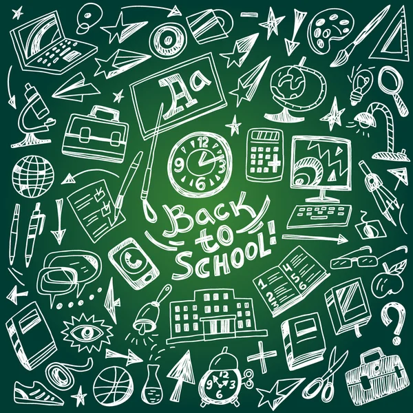 Onderwijs op school - doodles set — Stockvector