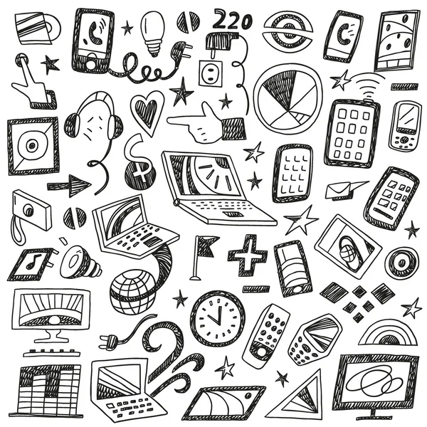 Devices , computers - doodles set — Stock Vector