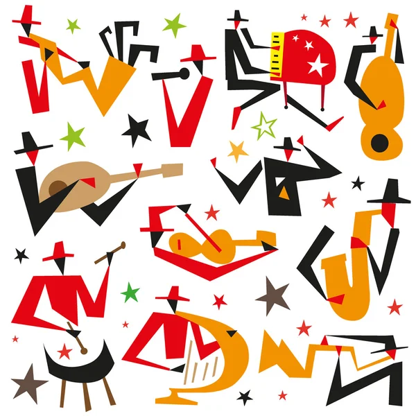 Músicos de jazz — Vector de stock