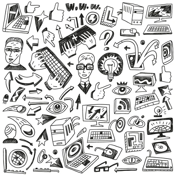 Programmering, computers - doodles — Stockvector