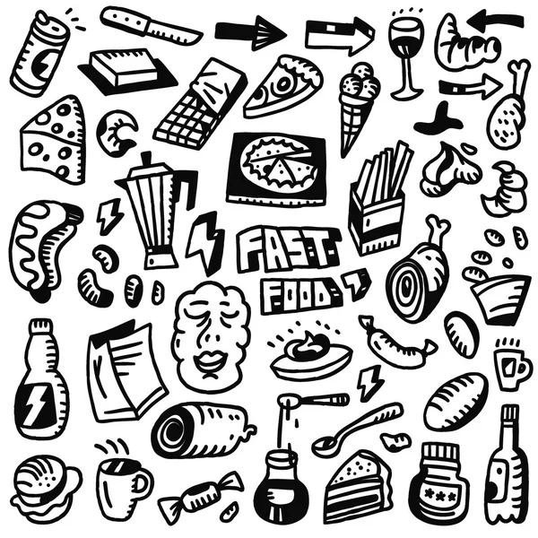 Fast-food doodles set — Stockvector