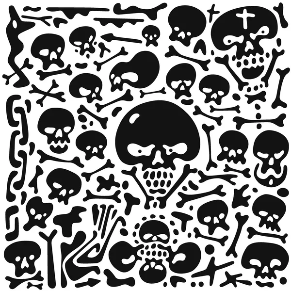 Skulls and bones doodles — Stock Vector