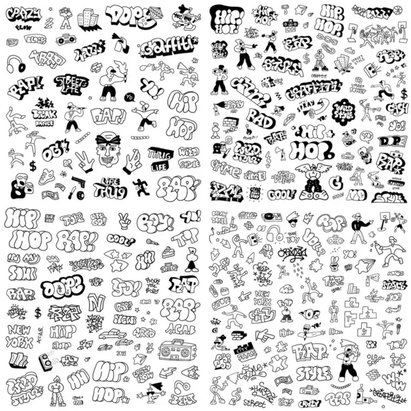 Collection of Graffiti element tags vector illustration concept Stock  Vector