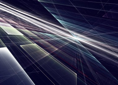 Bilgisayar soyut tehnoloji 3D illüstrasyon üretti. Üç boyutlu üç boyutlu fraktal, doku