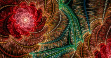 Soyut fraktal desenler ve şekiller. Fraktal spiral. Dinamik akan doğal formlar.