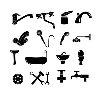Icons set Plumbing clipart