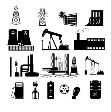Elektrik, güç ve enerji Icon set.