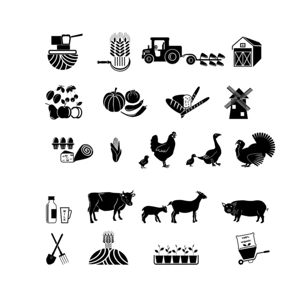 Iconos de agricultura y agricultura — Archivo Imágenes Vectoriales