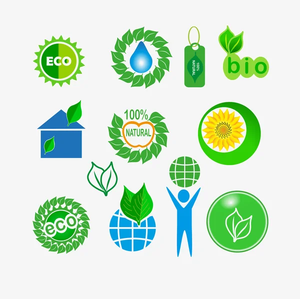 Green eco stickers — Stock Vector