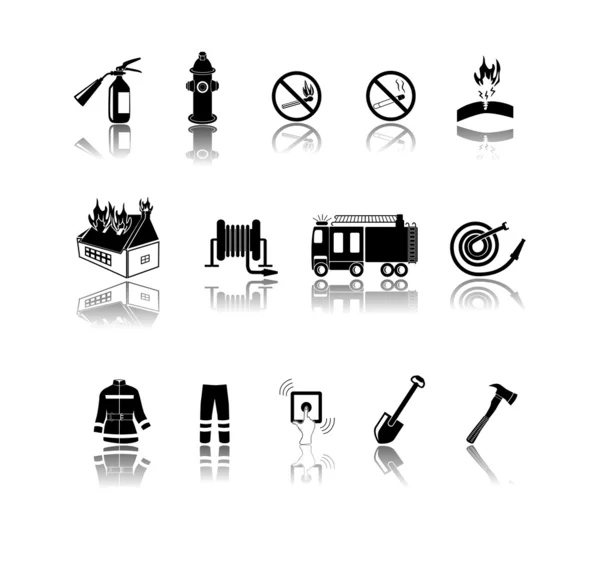 Icons set fire fighter — стоковый вектор