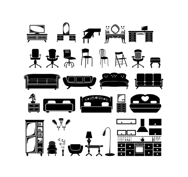 Conjunto de iconos de muebles. — Vector de stock