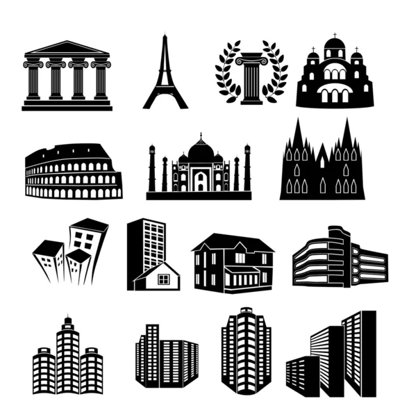 Iconos de edificios — Archivo Imágenes Vectoriales