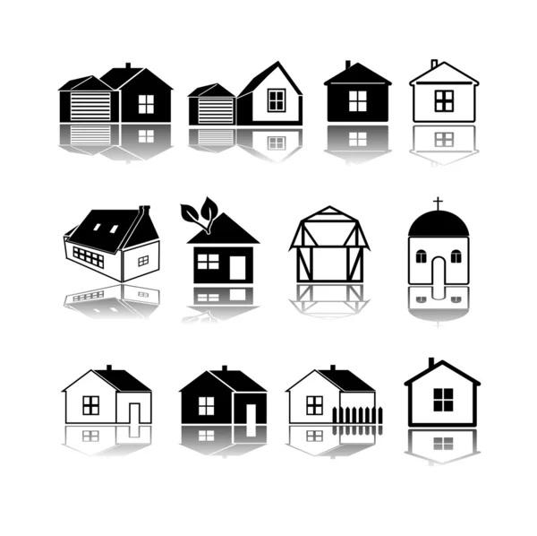 Casas iconos — Vector de stock