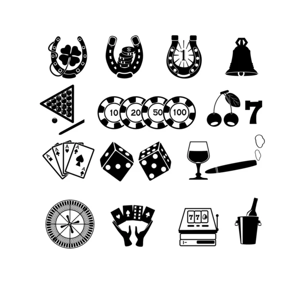 Casino o juegos de azar iconos . — Vector de stock