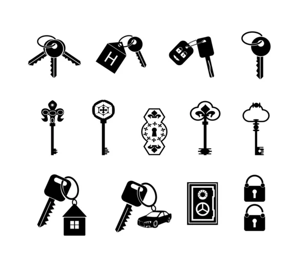 Lock and key icons — Stock Vector