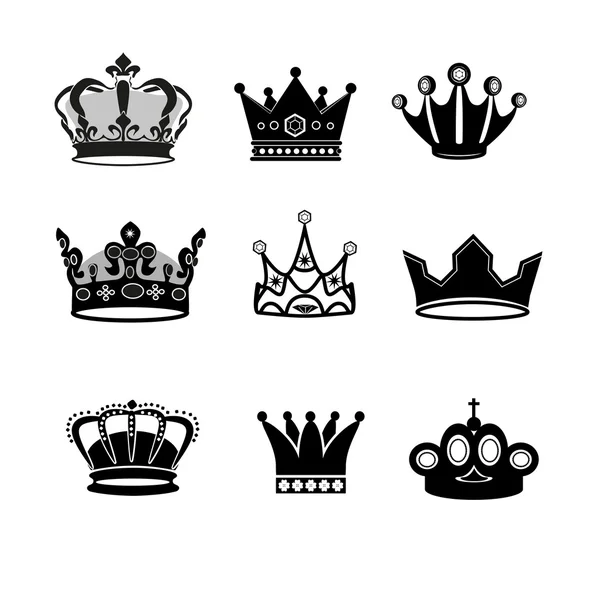 Corona iconos conjunto — Archivo Imágenes Vectoriales