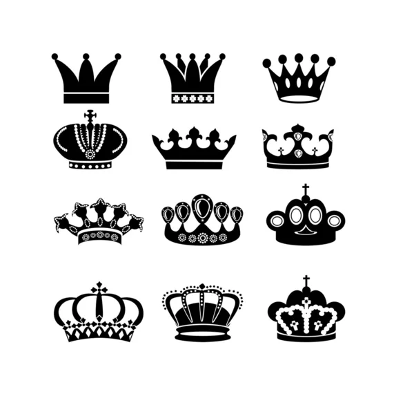 Crown ikoner set — Stock vektor