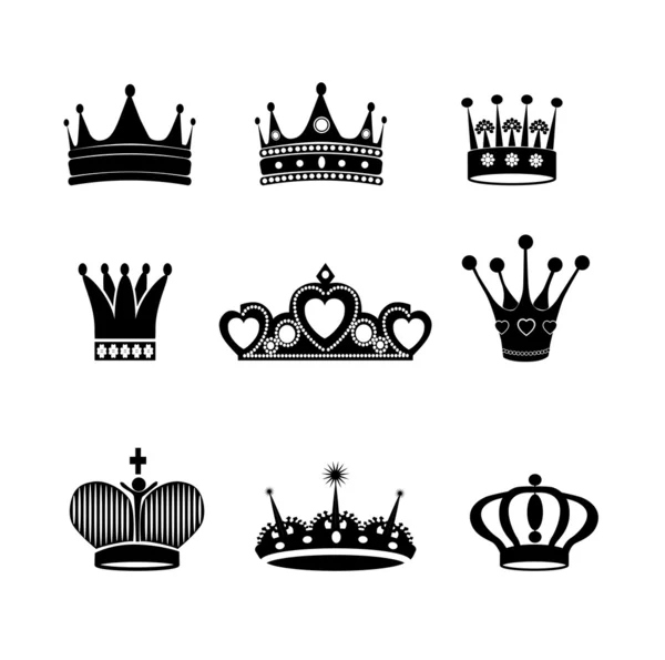 Taç Icons set — Stok Vektör