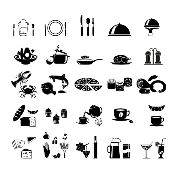 Iconos de alimentos y bebidas — Vector de stock