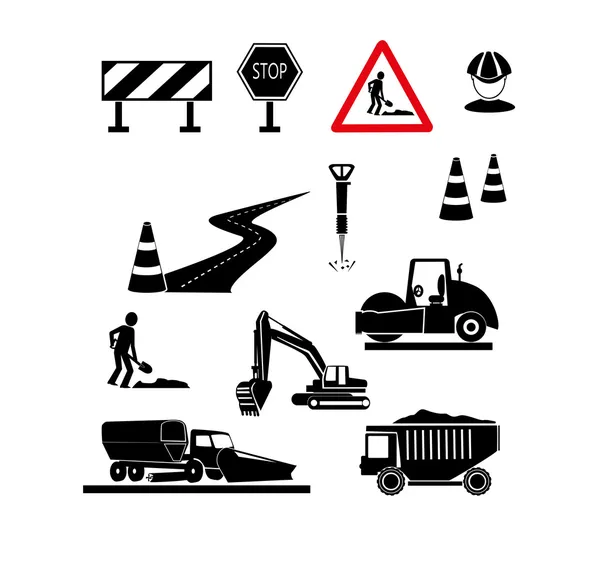 Repair of roads signs — Stock Vector