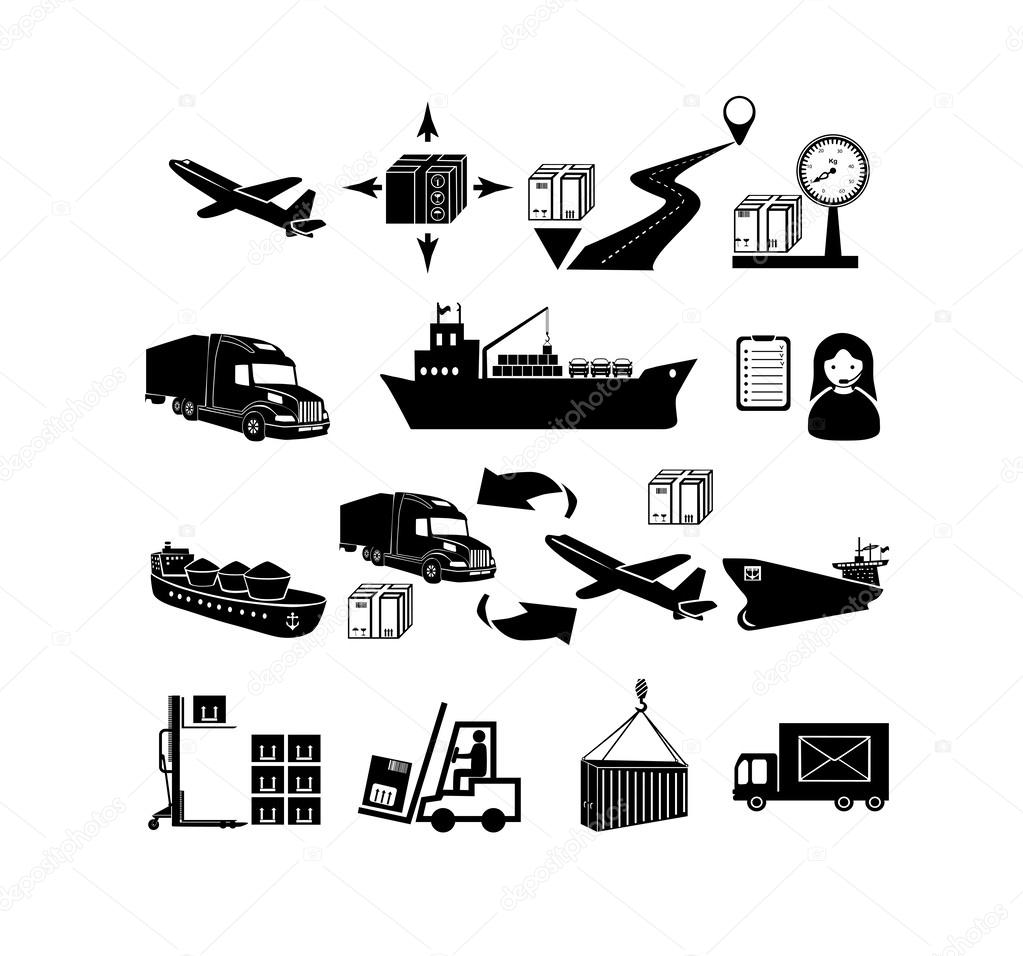 Shipping and delivery icons set.