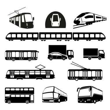 Transportation icons clipart