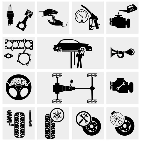 Iconos de mantenimiento y reparación de automóviles — Vector de stock