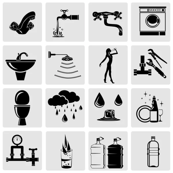 Watergerelateerde iconen ingesteld. — Stockvector