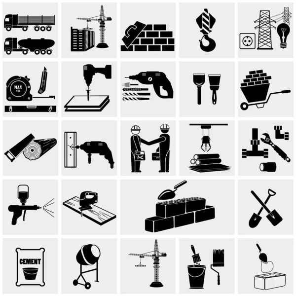 Iconos de equipos de construcción — Vector de stock