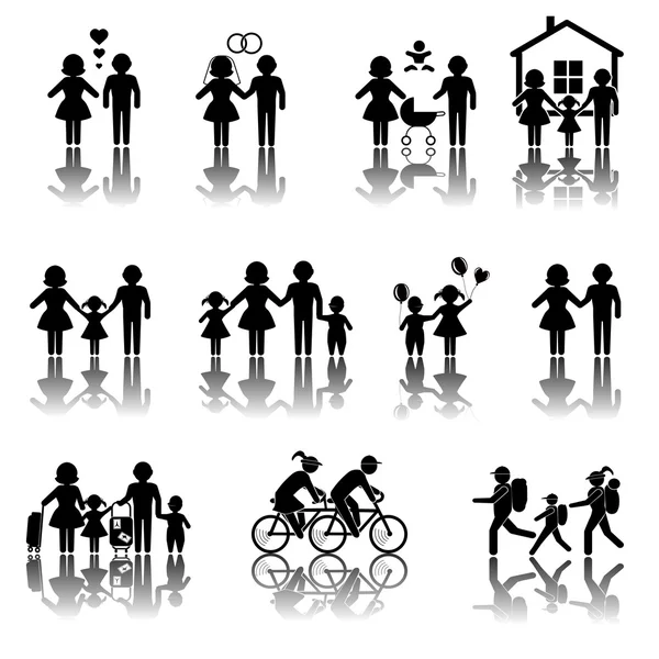 Family. Couple, Tourist icons — Stock Vector