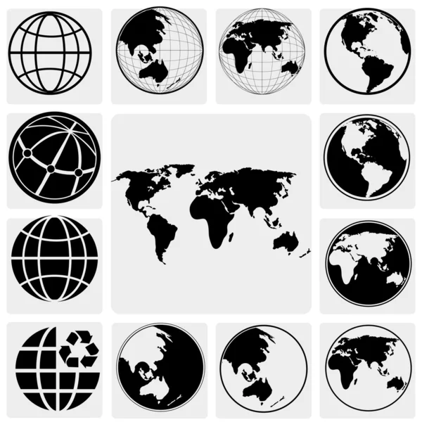 Carte du monde et Globe — Image vectorielle